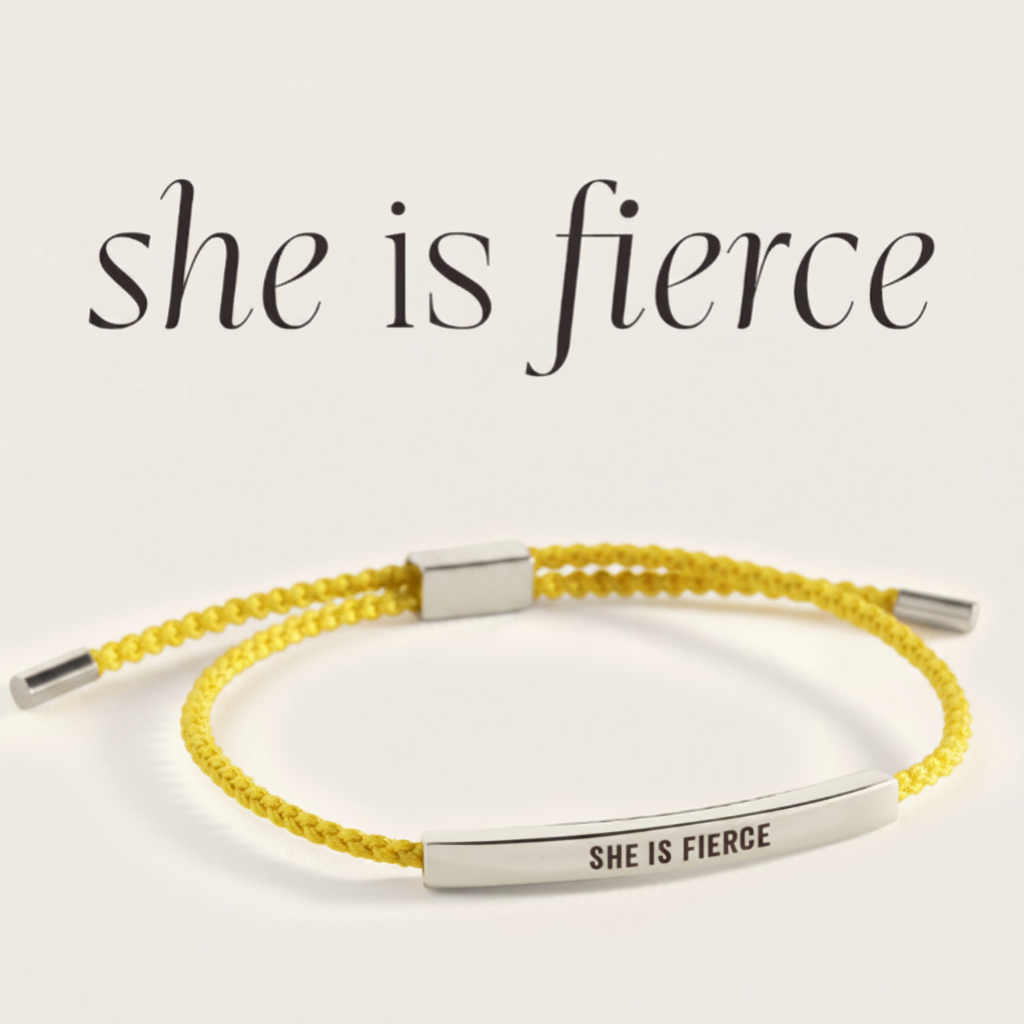 She Is Fierce Inspire Bracelet in Lemon Yellow, silver by Seeyoura