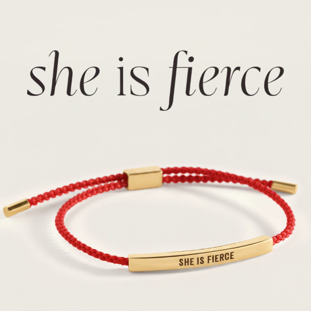 She Is Fierce Inspire Bracelet in Lucky Red, gold by Seeyoura
