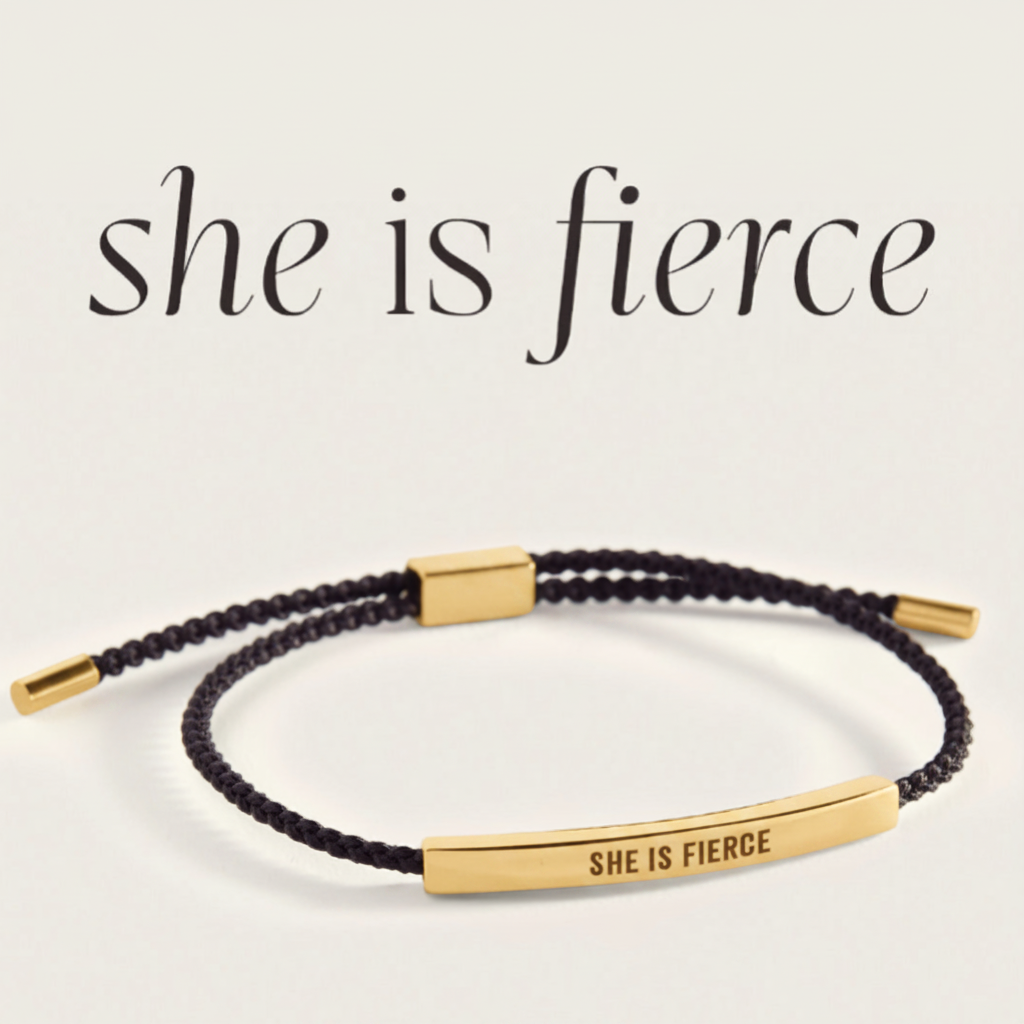 She Is Fierce Inspire Bracelet in Midnight Black, gold by Seeyoura