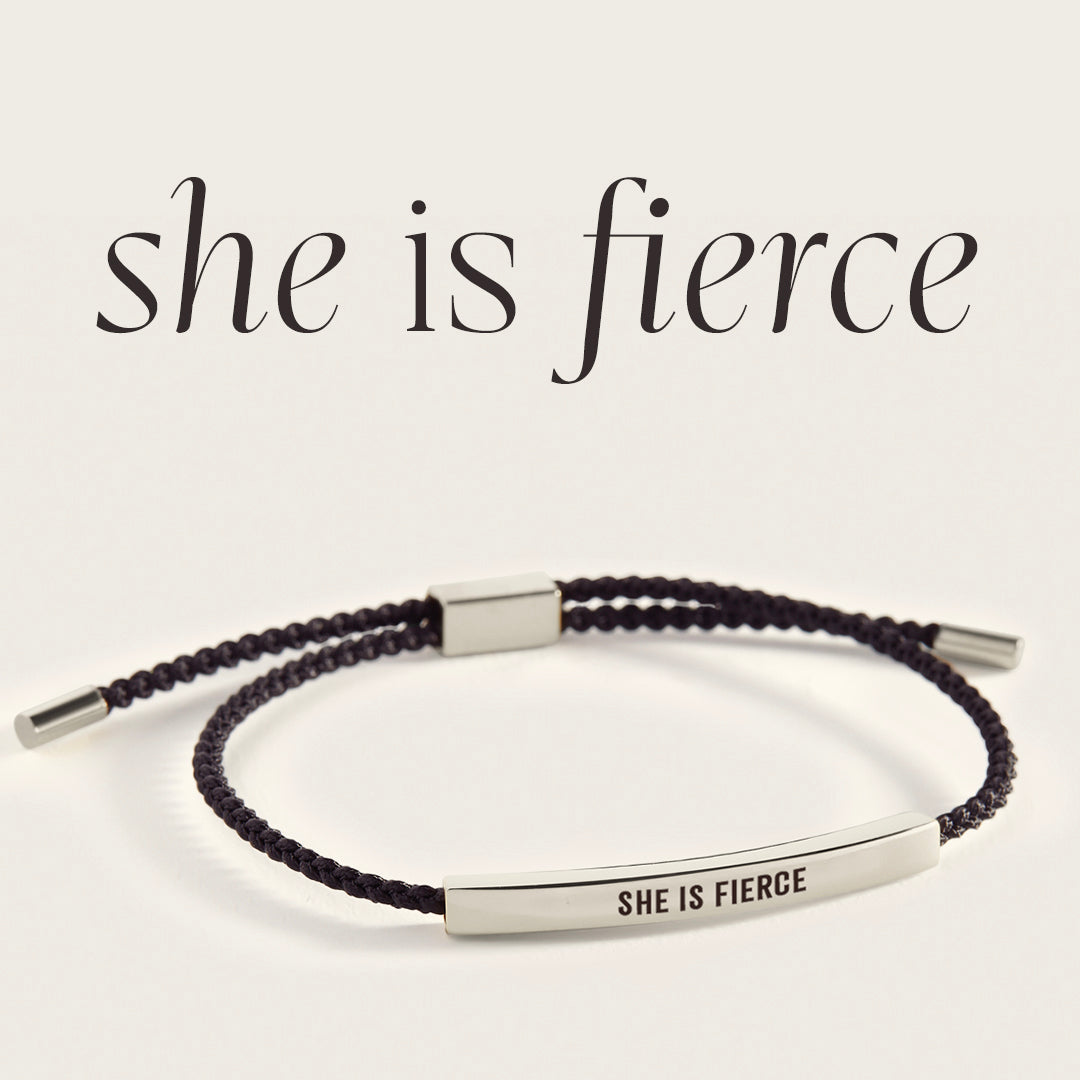 She Is Fierce Inspire Bracelet in Midnight Black, silver by Seeyoura