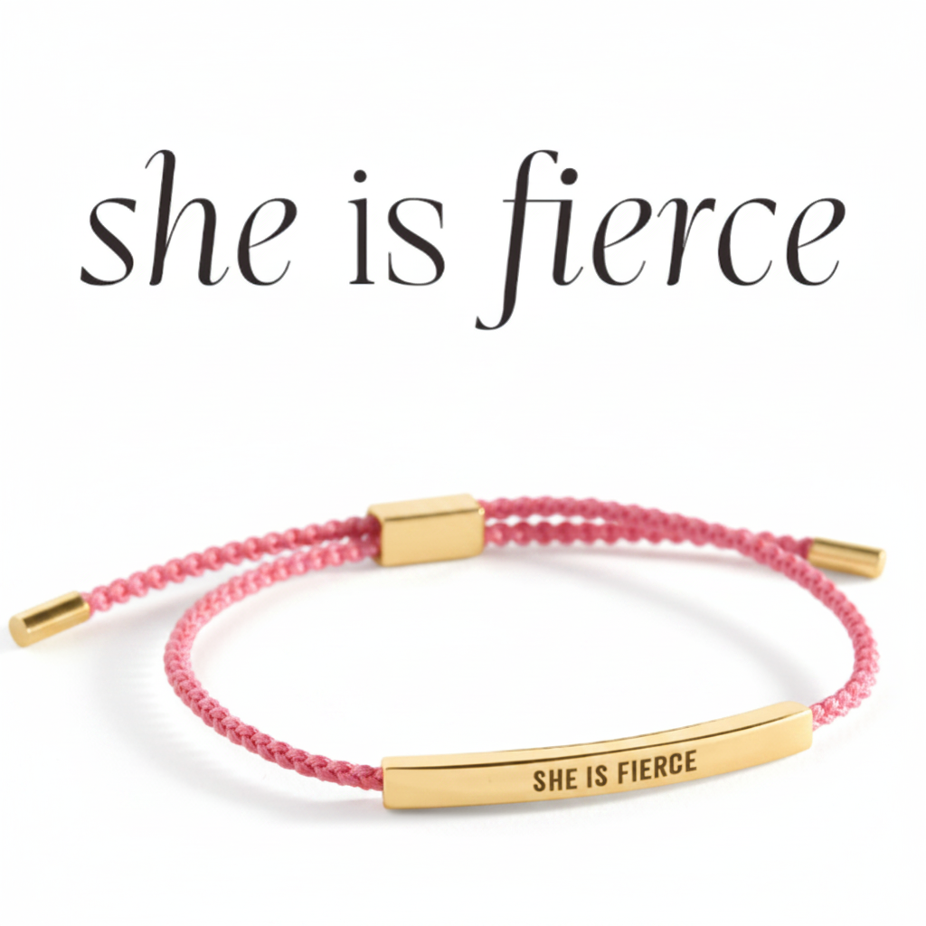 She Is Fierce Inspire Bracelet in Pink, gold by Seeyoura