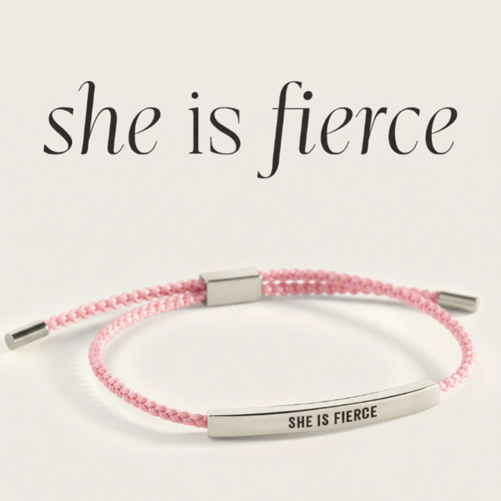 She Is Fierce Inspire Bracelet in Pink, silver by Seeyoura