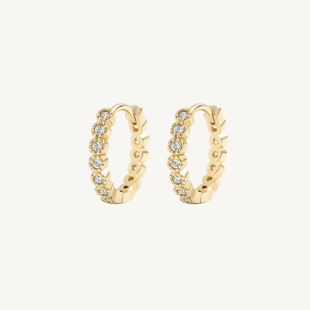 Shimmer Huggie Hoop Earrings in gold by Seeyoura