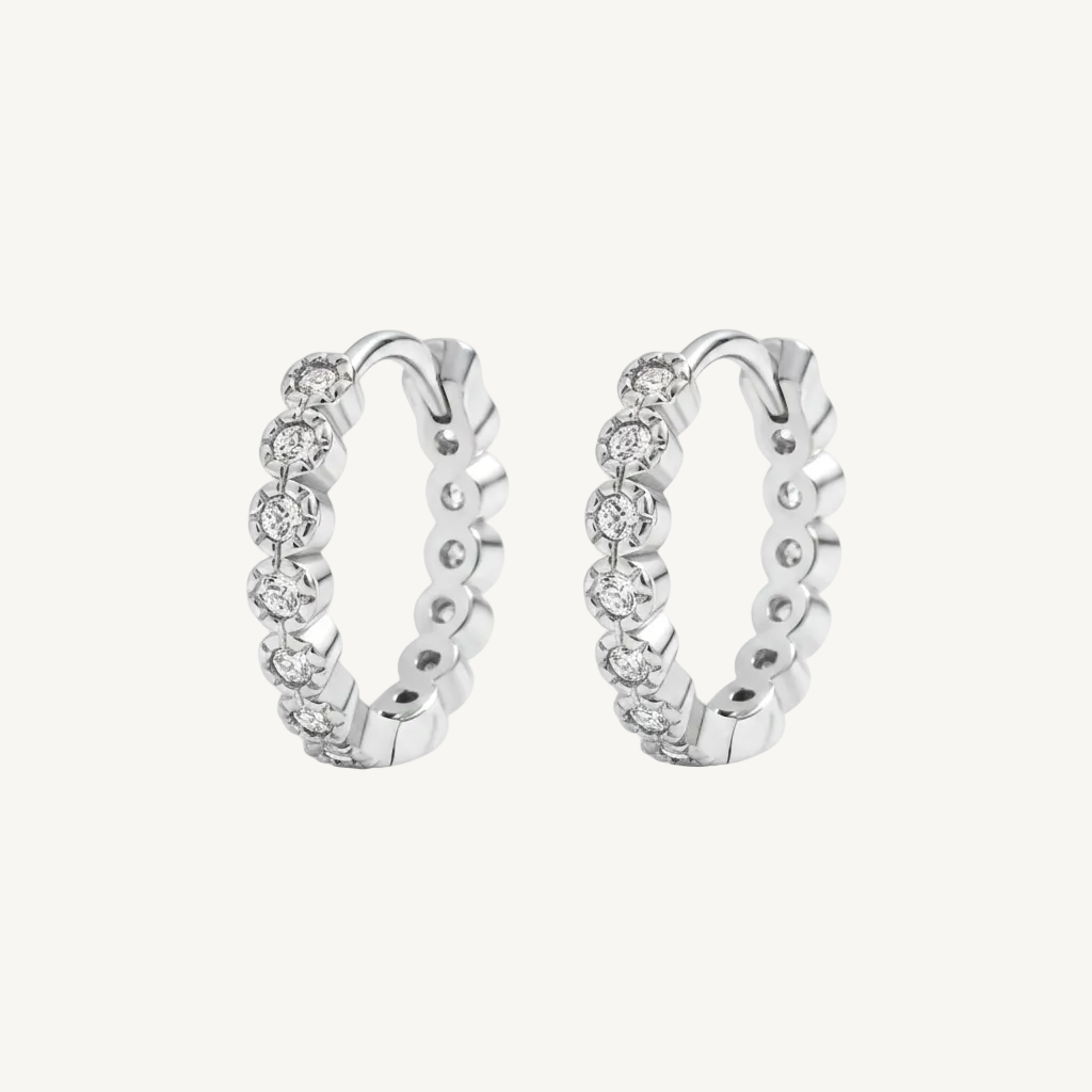 Shimmer Huggie Hoop Earrings in silver by Seeyoura