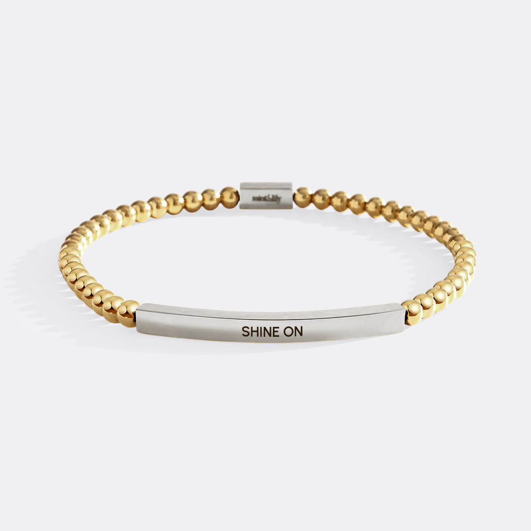 Shine On Beaded Inspire Bracelet in silver-plate-with-gold-beads by Seeyoura