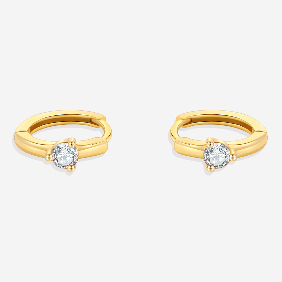 Solitaire Birthstone Huggie Hoop Earrings in diamond-april, 18k Gold Over Sterling Silver by Seeyoura