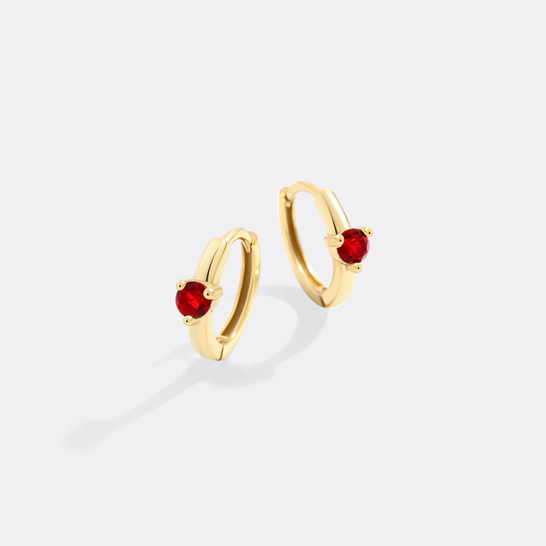 Solitaire Birthstone Huggie Hoop Earrings by Seeyoura