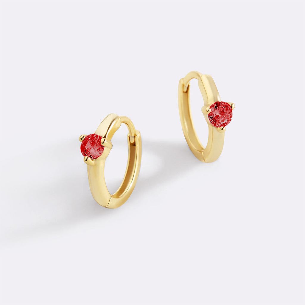 Solitaire Birthstone Huggie Hoop Earrings by Seeyoura
