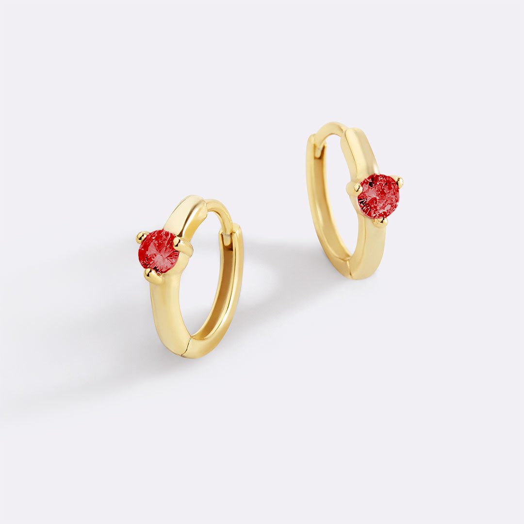 Solitaire Birthstone Huggie Hoop Earrings by Seeyoura