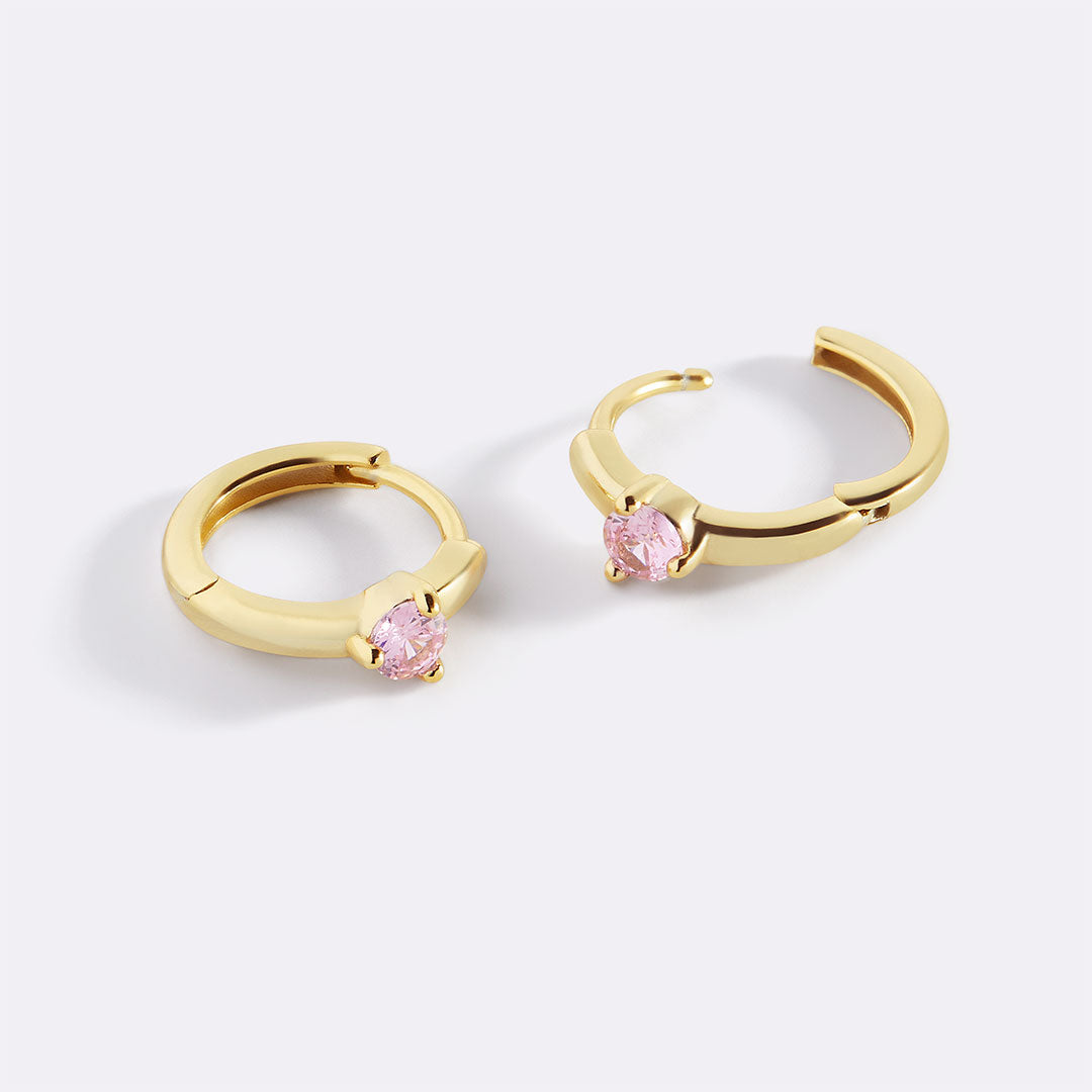 Solitaire Birthstone Huggie Hoop Earrings by Seeyoura