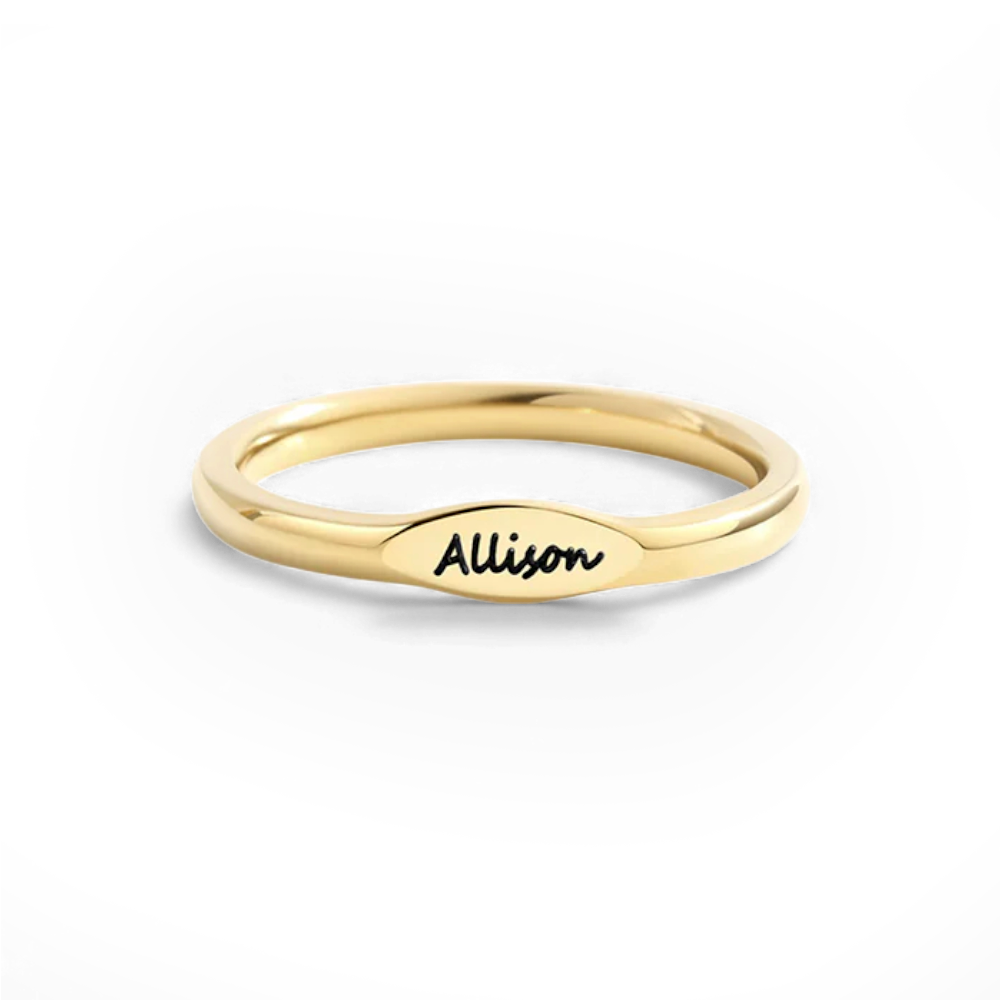 Skinny Name Ring in 18-k-gold-plated by Seeyoura