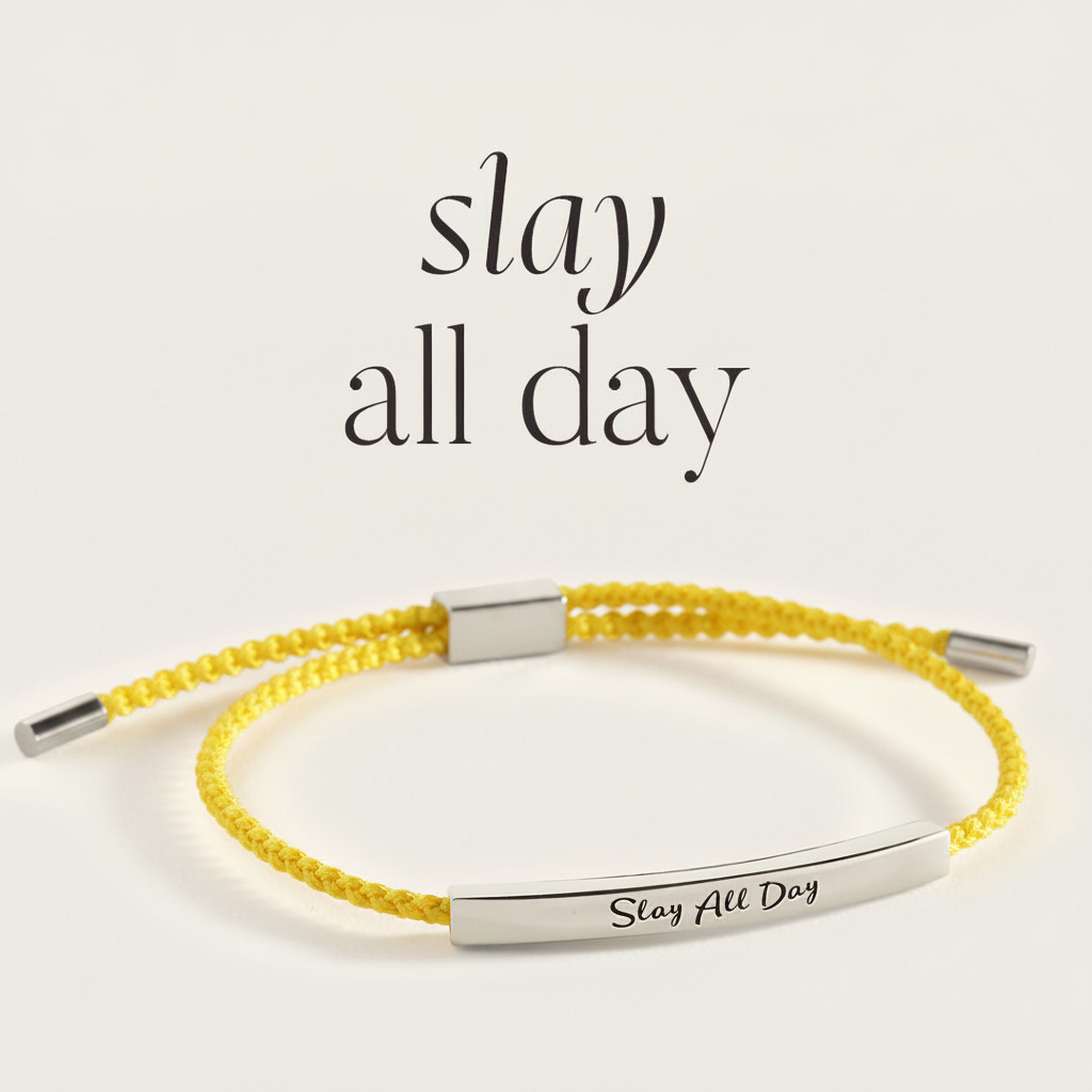 Slay All Day Inspire Bracelet in Lemon Yellow, silver by Seeyoura