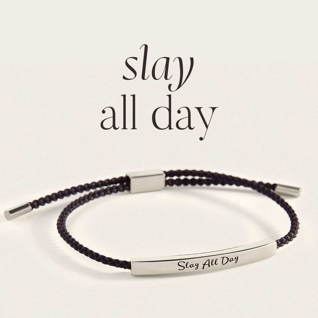 Slay All Day Inspire Bracelet in Midnight Black, silver by Seeyoura