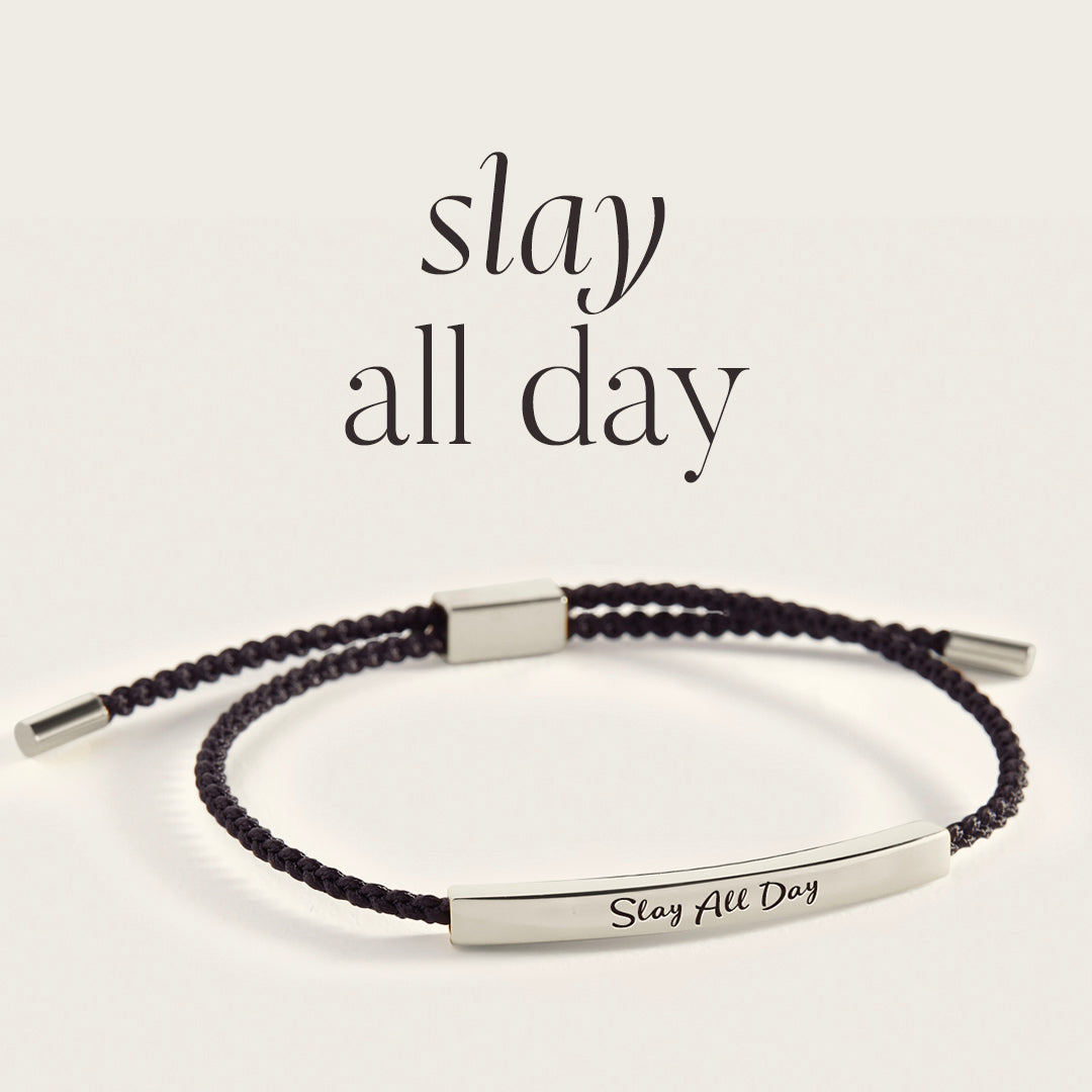 Slay All Day Inspire Bracelet in Midnight Black, silver by Seeyoura