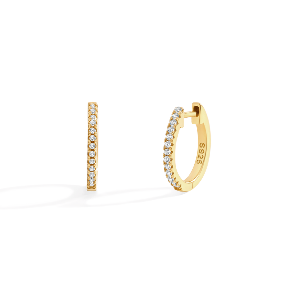 Small Dainty Pave Earring in 18k Gold Over Sterling Silver by Seeyoura