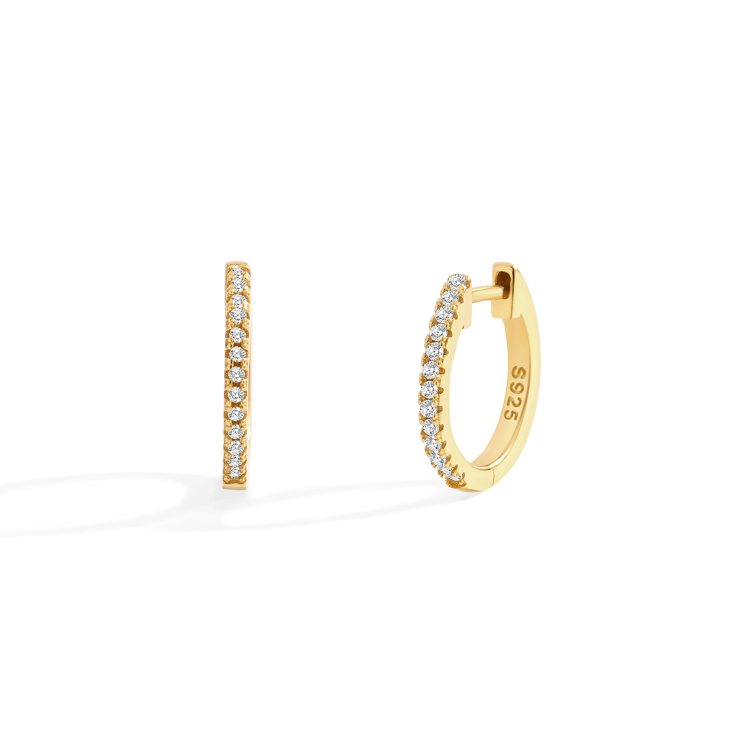 Small Dainty Pave Earring in 18k Gold Over Sterling Silver by Seeyoura