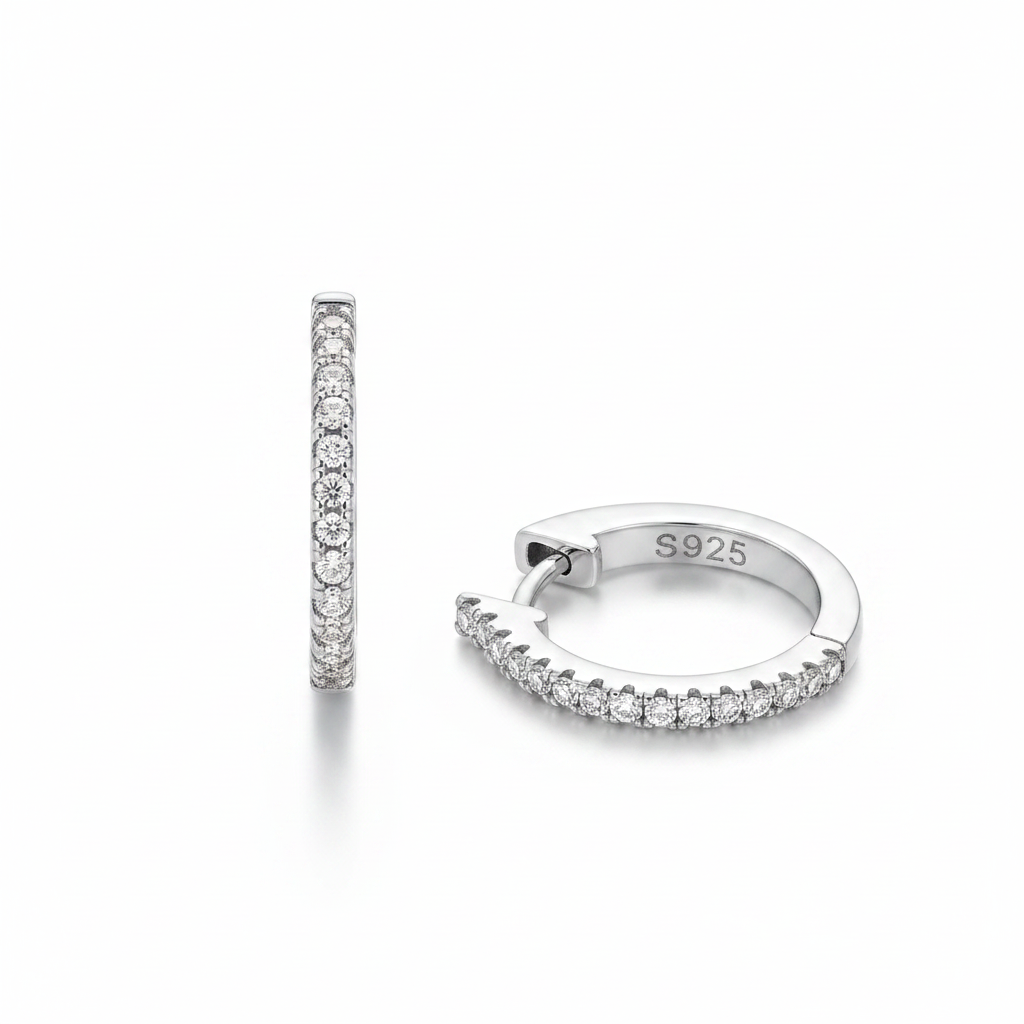 Small Dainty Pave Earring in 925 Sterling Silver by Seeyoura