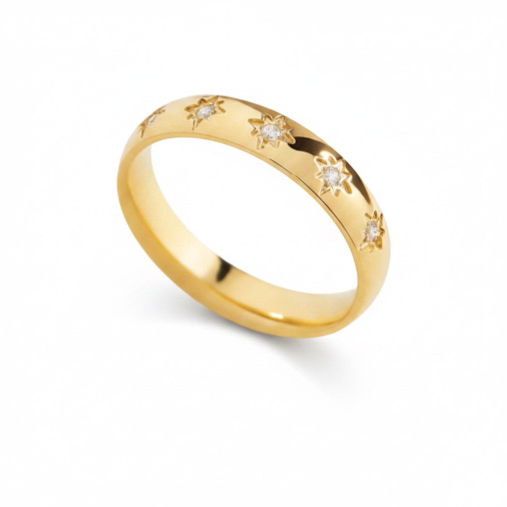 Star Set Stacking Ring in gold by Seeyoura