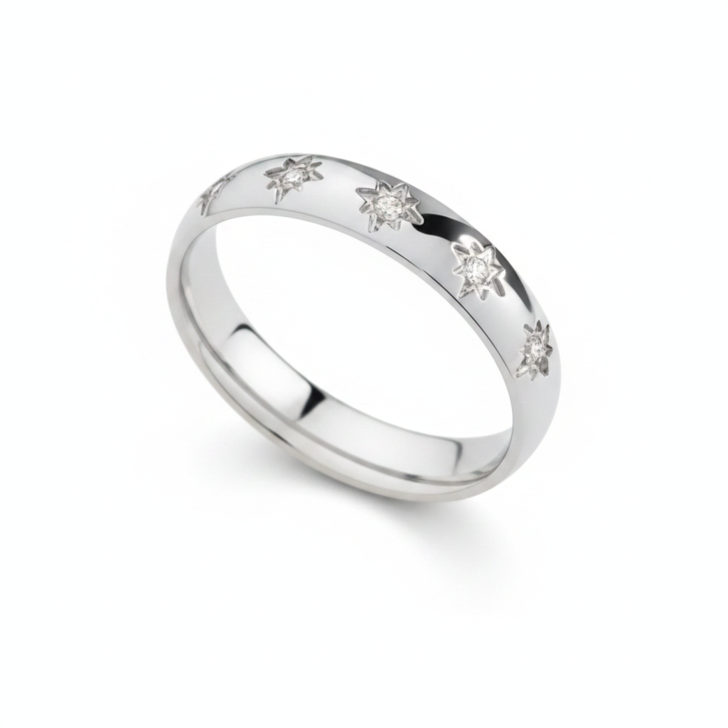Star Set Stacking Ring in silver by Seeyoura