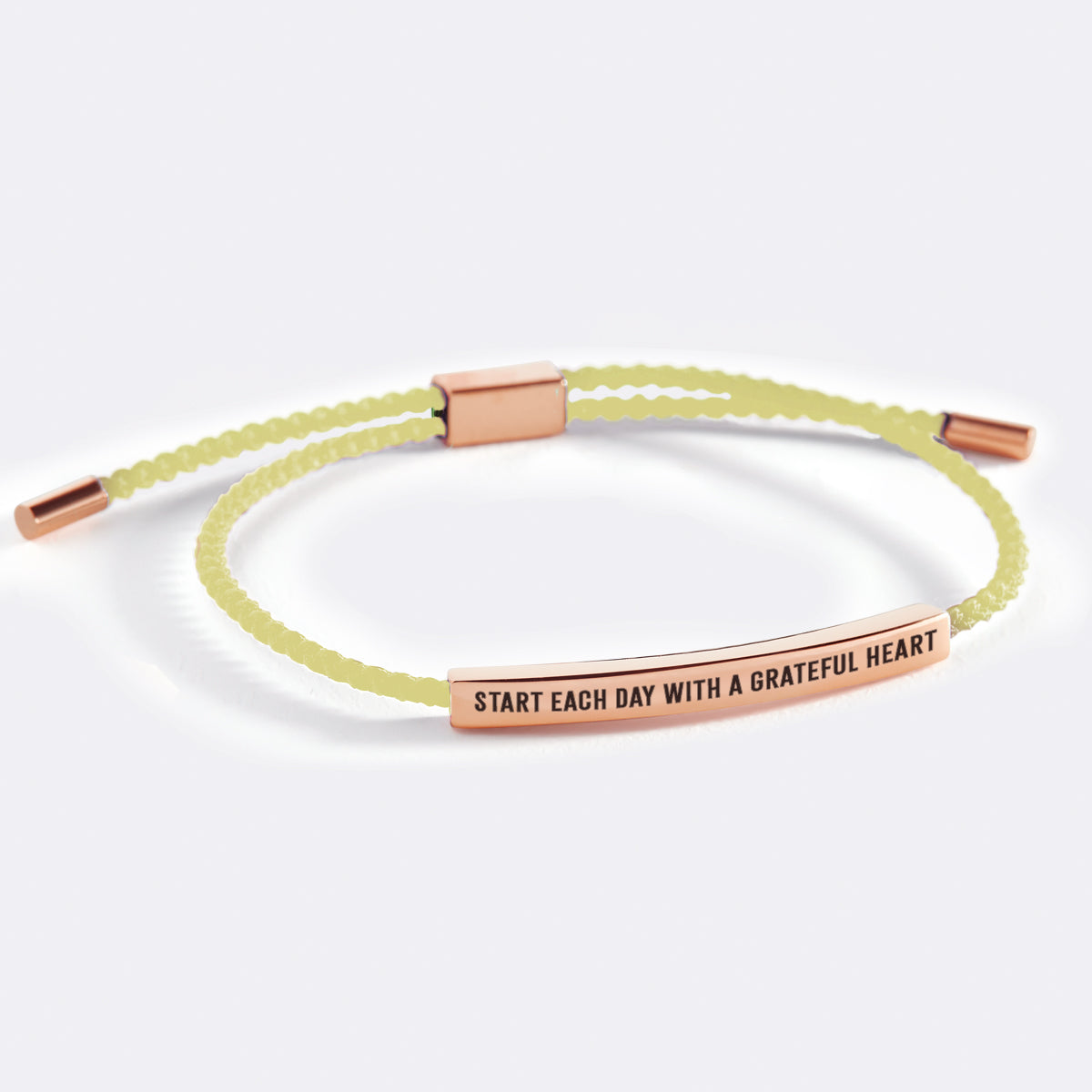 Start Each Day With A Grateful Heart Inspire Bracelet in Lemon Yellow, 18-k-rose-gold-plated by Seeyoura