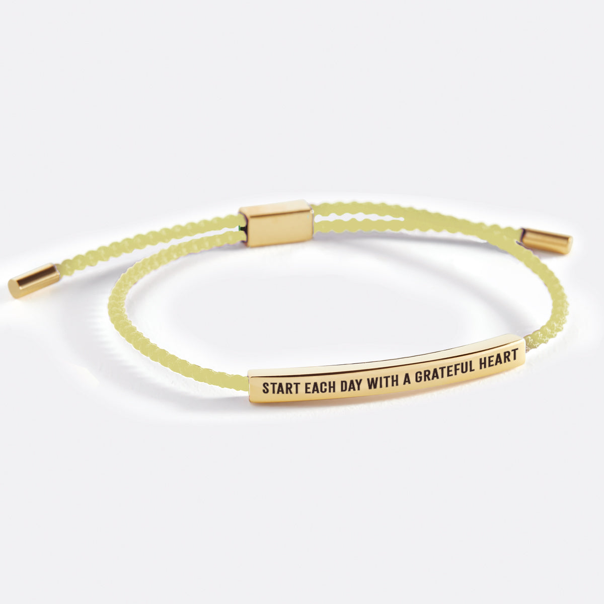 Start Each Day With A Grateful Heart Inspire Bracelet in Lemon Yellow, gold by Seeyoura