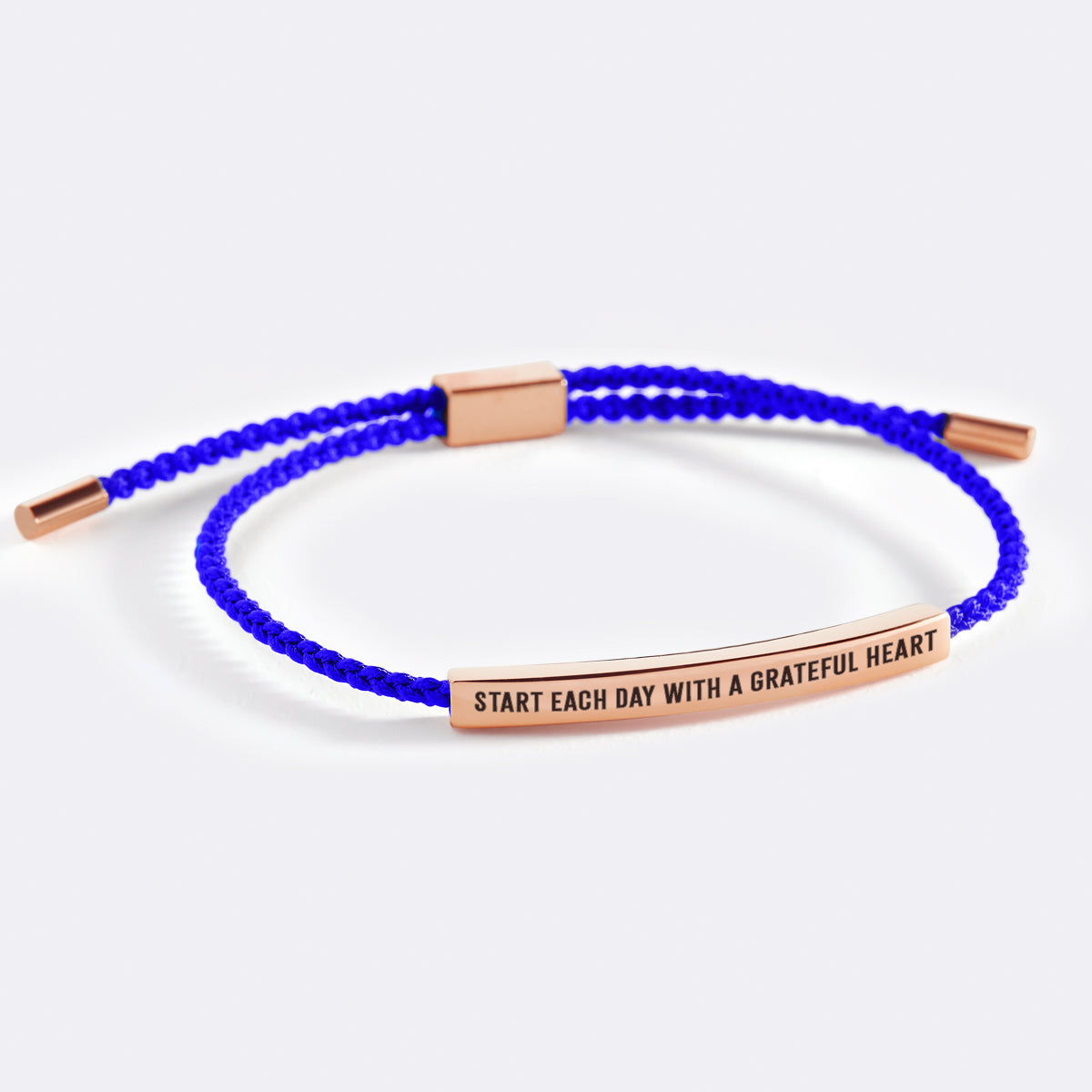 Start Each Day With A Grateful Heart Inspire Bracelet in Royal Blue, 18-k-rose-gold-plated by Seeyoura