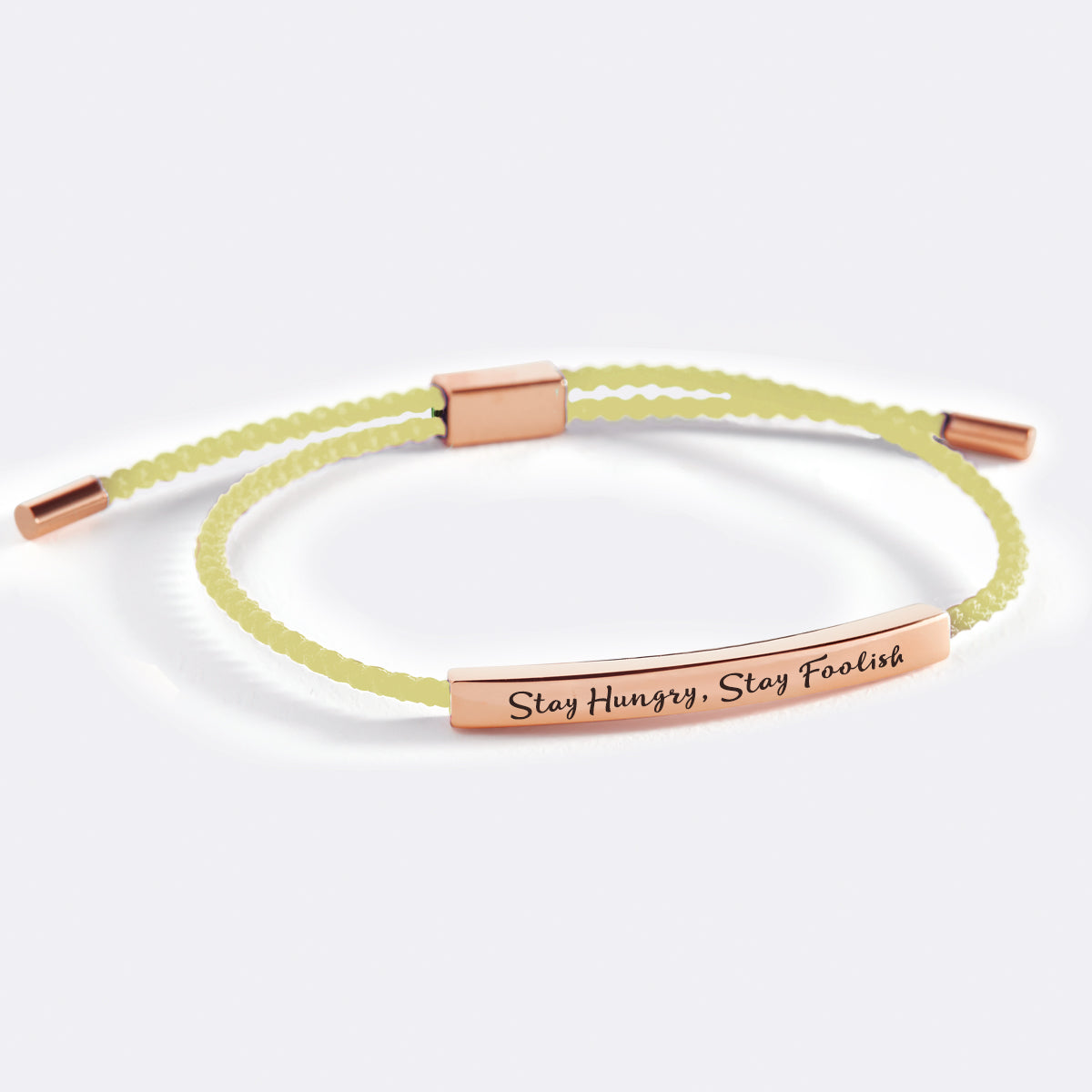 Stay Hungry, Stay Foolish Inspire Bracelet in Lemon Yellow, rose-gold by Seeyoura