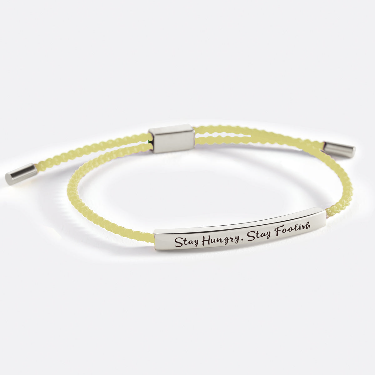 Stay Hungry, Stay Foolish Inspire Bracelet in Lemon Yellow, silver by Seeyoura