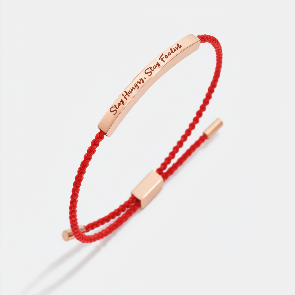Stay Hungry, Stay Foolish Inspire Bracelet in Lucky Red, rose-gold by Seeyoura