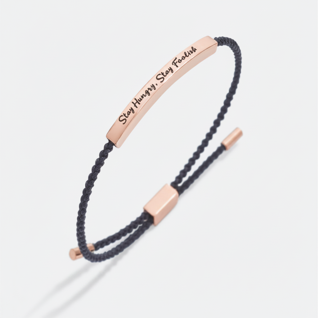 Stay Hungry, Stay Foolish Inspire Bracelet in Midnight Black, rose-gold by Seeyoura