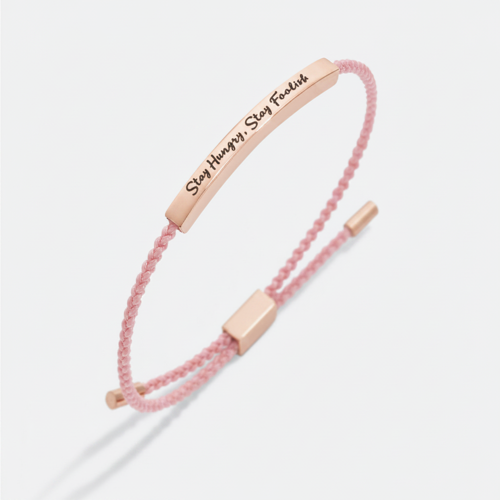Stay Hungry, Stay Foolish Inspire Bracelet in Pink, rose-gold by Seeyoura
