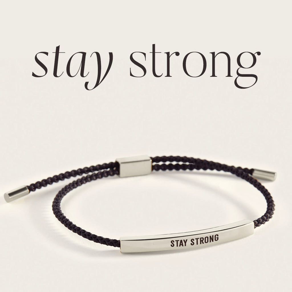 Stay Strong Inspire Bracelet in Midnight Black, silver by Seeyoura
