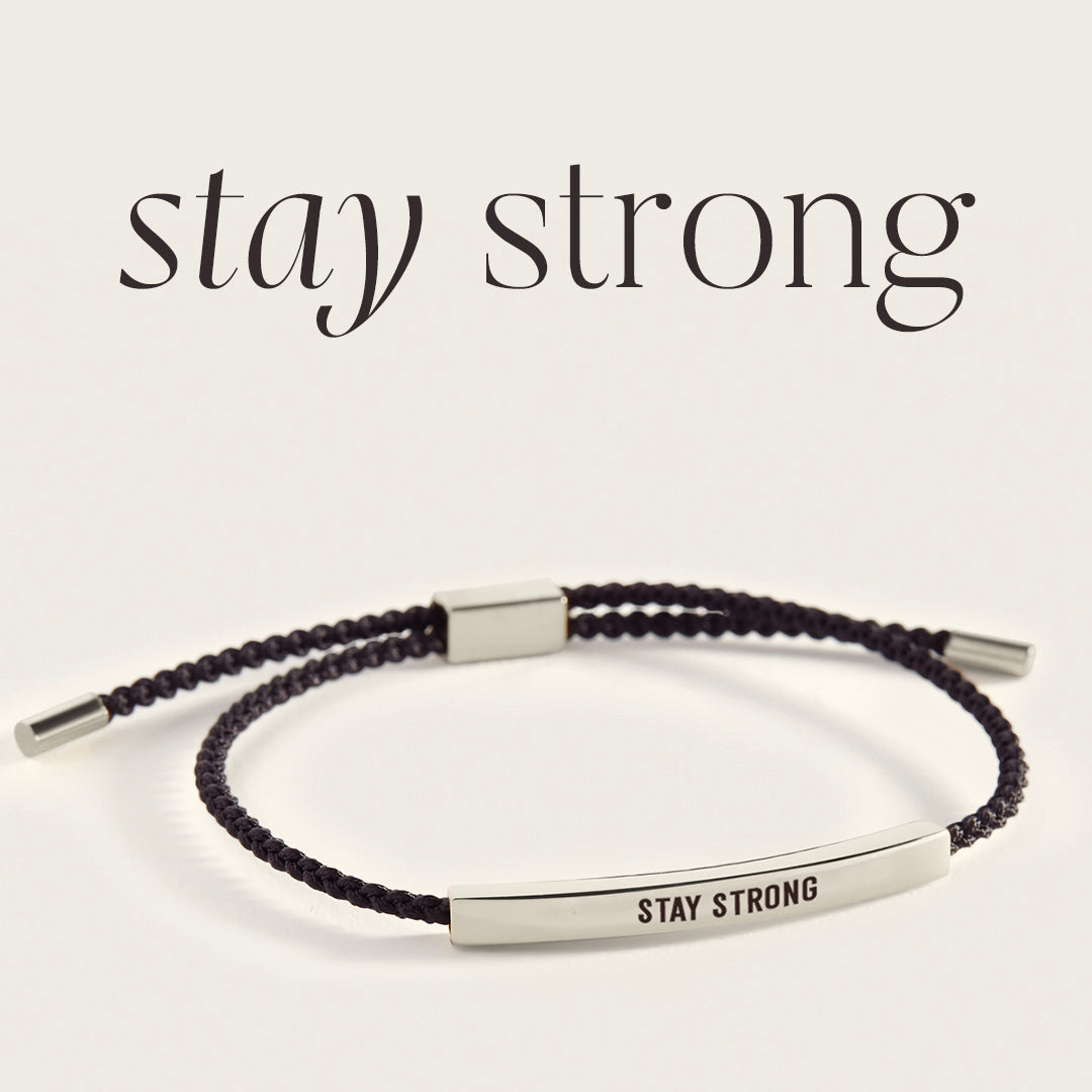 Stay Strong Inspire Bracelet in Midnight Black, silver by Seeyoura