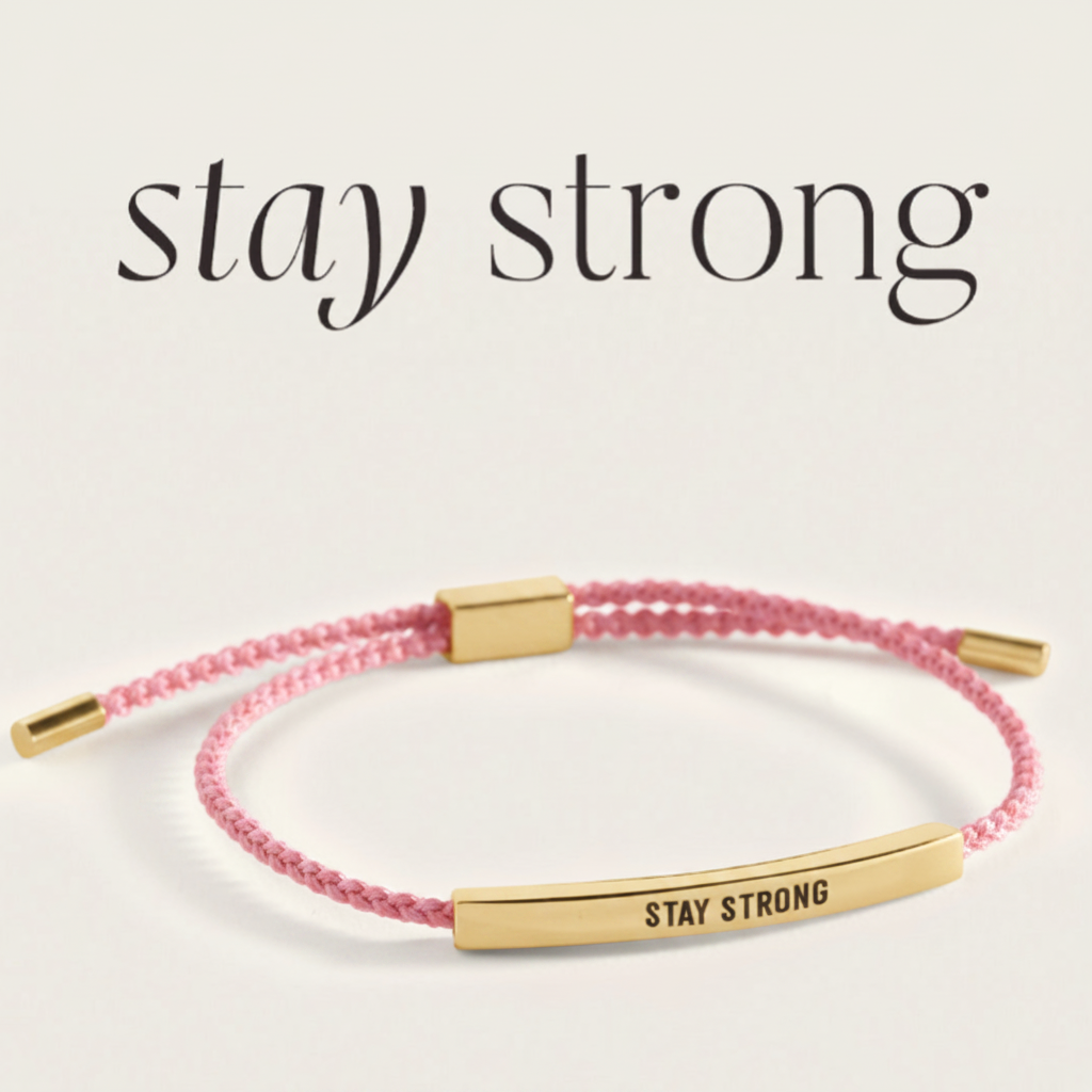 Stay Strong Inspire Bracelet in Pink, gold by Seeyoura