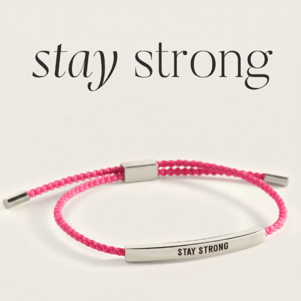 Stay Strong Inspire Bracelet in Pink, silver by Seeyoura