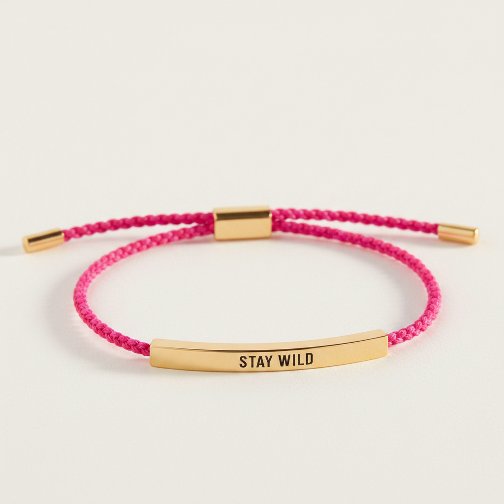 Stay Wild Inspire Bracelet in Pink, gold by Seeyoura