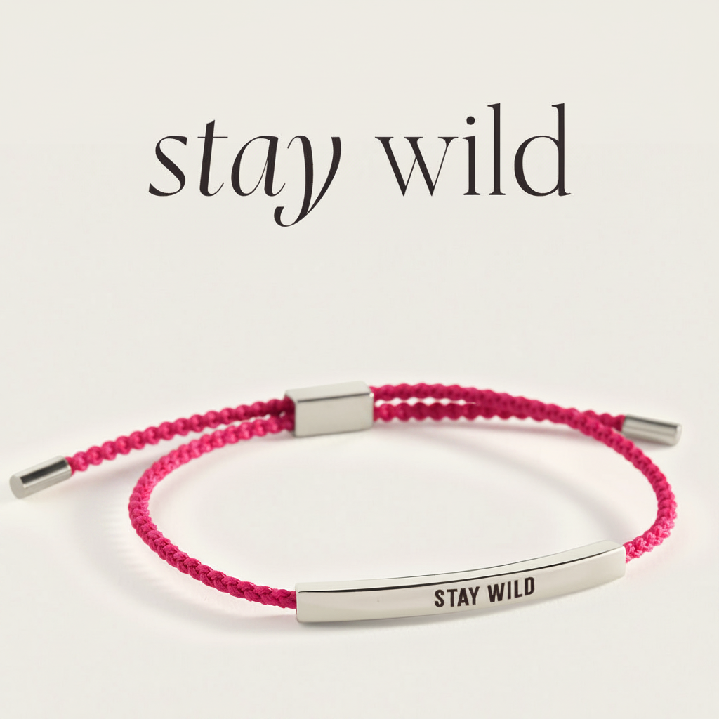 Stay Wild Inspire Bracelet in Pink, silver by Seeyoura
