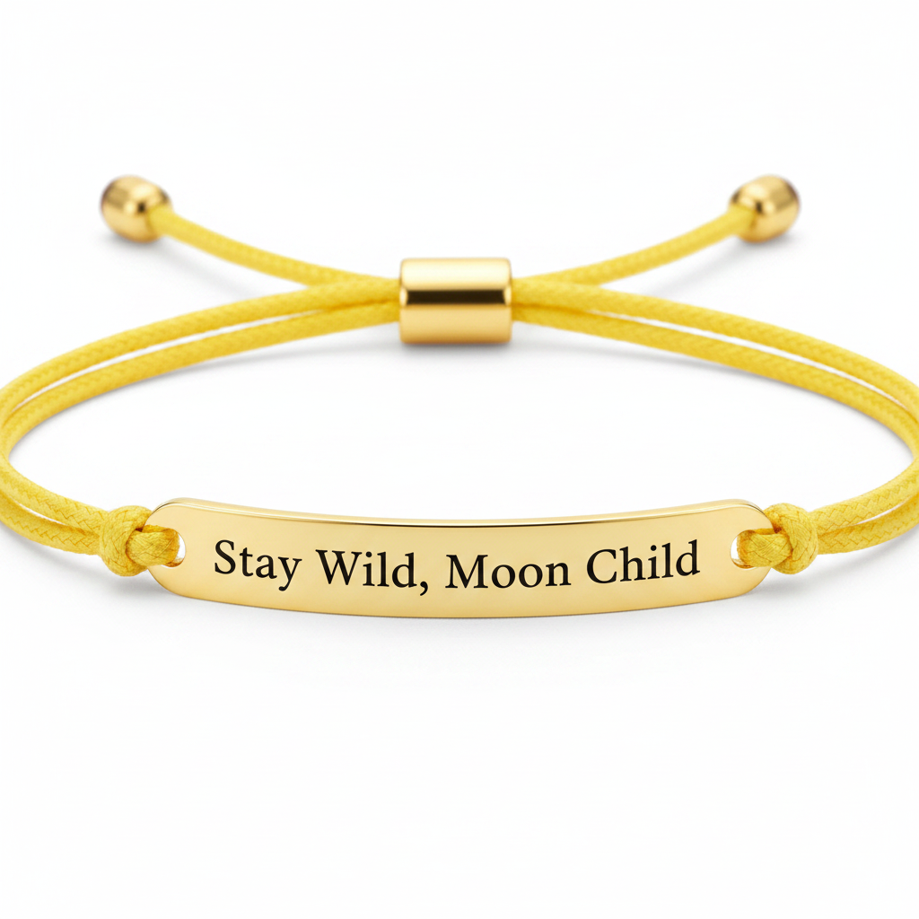 Stay Wild, Moon Child Inspire Bracelet in Lemon Yellow, 18-k-rose-gold-plated by Seeyoura