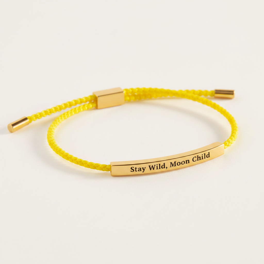 Stay Wild, Moon Child Inspire Bracelet in Lemon Yellow, gold by Seeyoura
