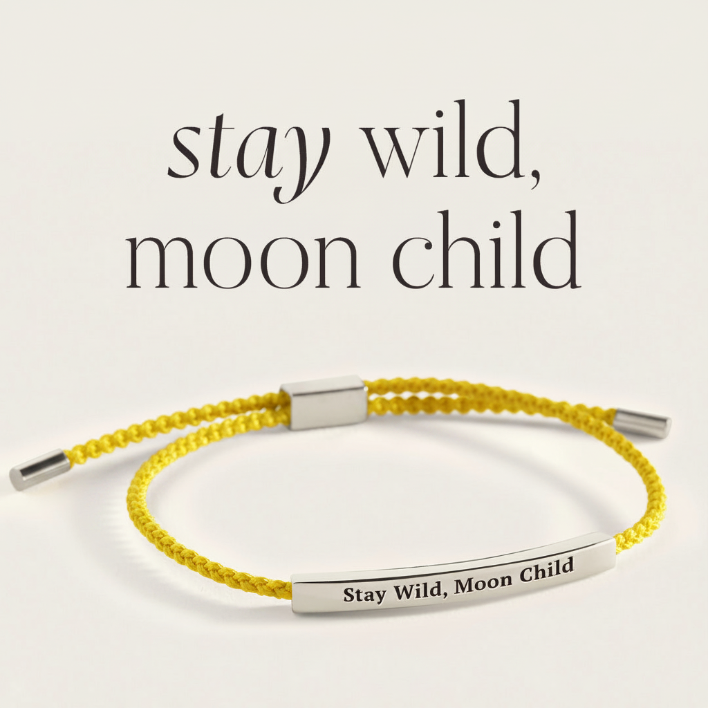 Stay Wild, Moon Child Inspire Bracelet in Lemon Yellow, silver by Seeyoura