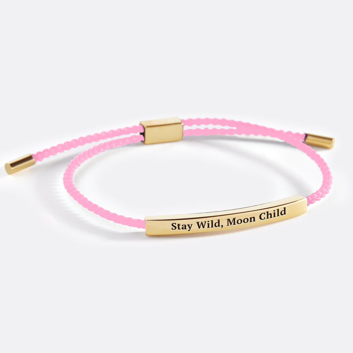 Stay Wild, Moon Child Inspire Bracelet in Pink, gold by Seeyoura