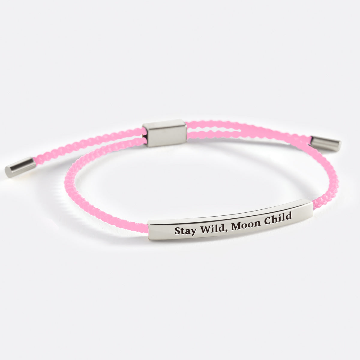 Stay Wild, Moon Child Inspire Bracelet in Pink, silver by Seeyoura