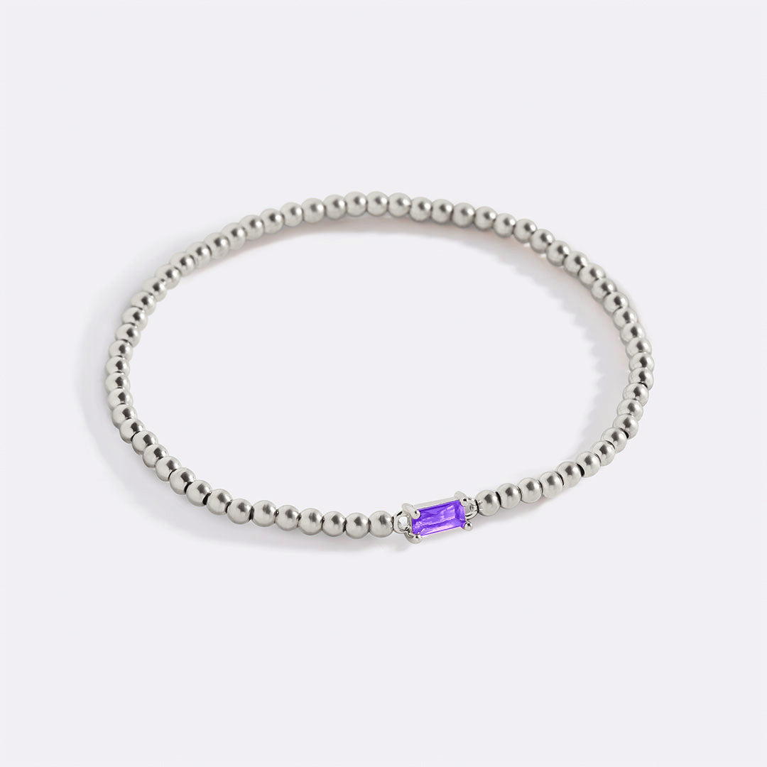 Sterling Silver Beaded Birthstone Bracelet in alexandrite-june by Seeyoura