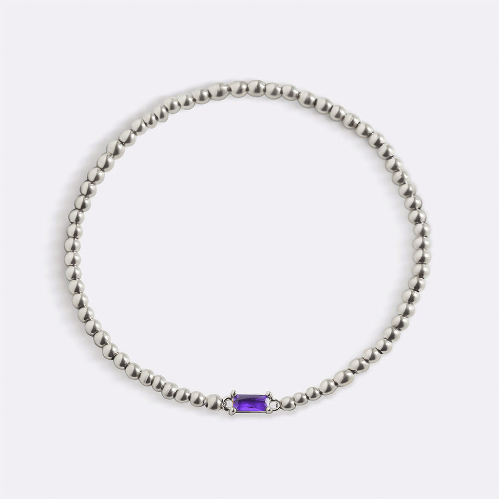 Sterling Silver Beaded Birthstone Bracelet by Seeyoura