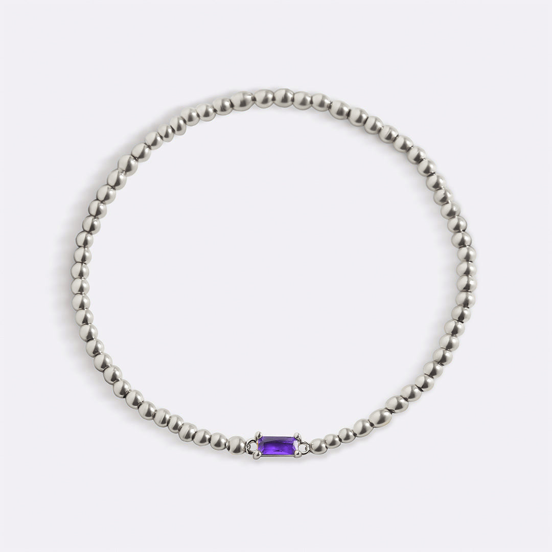 Sterling Silver Beaded Birthstone Bracelet by Seeyoura