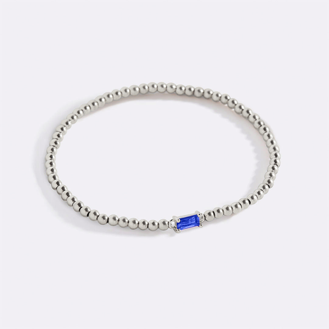 Sterling Silver Beaded Birthstone Bracelet by Seeyoura