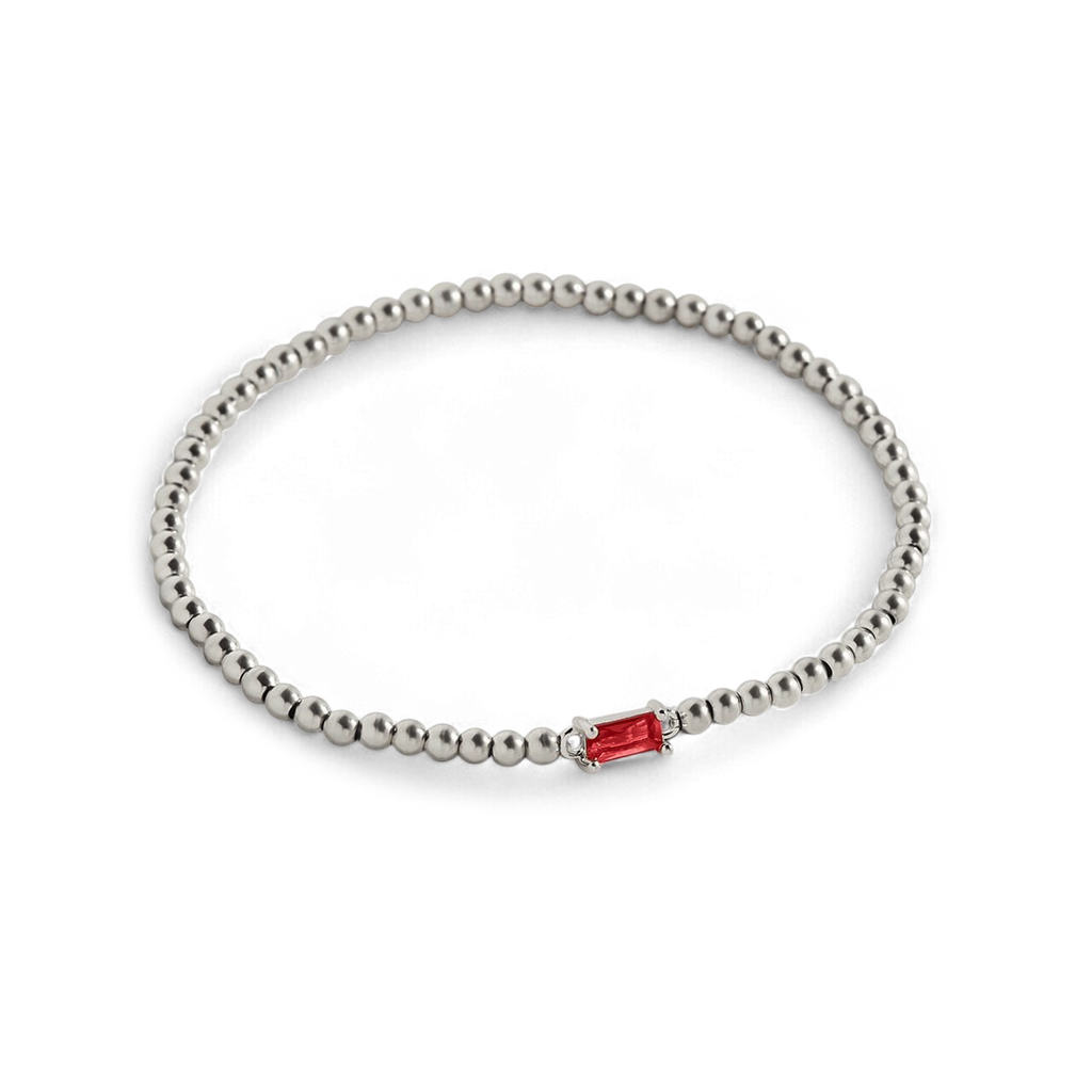 Sterling Silver Beaded Birthstone Bracelet in january-garnet by Seeyoura