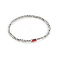 Sterling Silver Beaded Birthstone Bracelet in january-garnet by Seeyoura