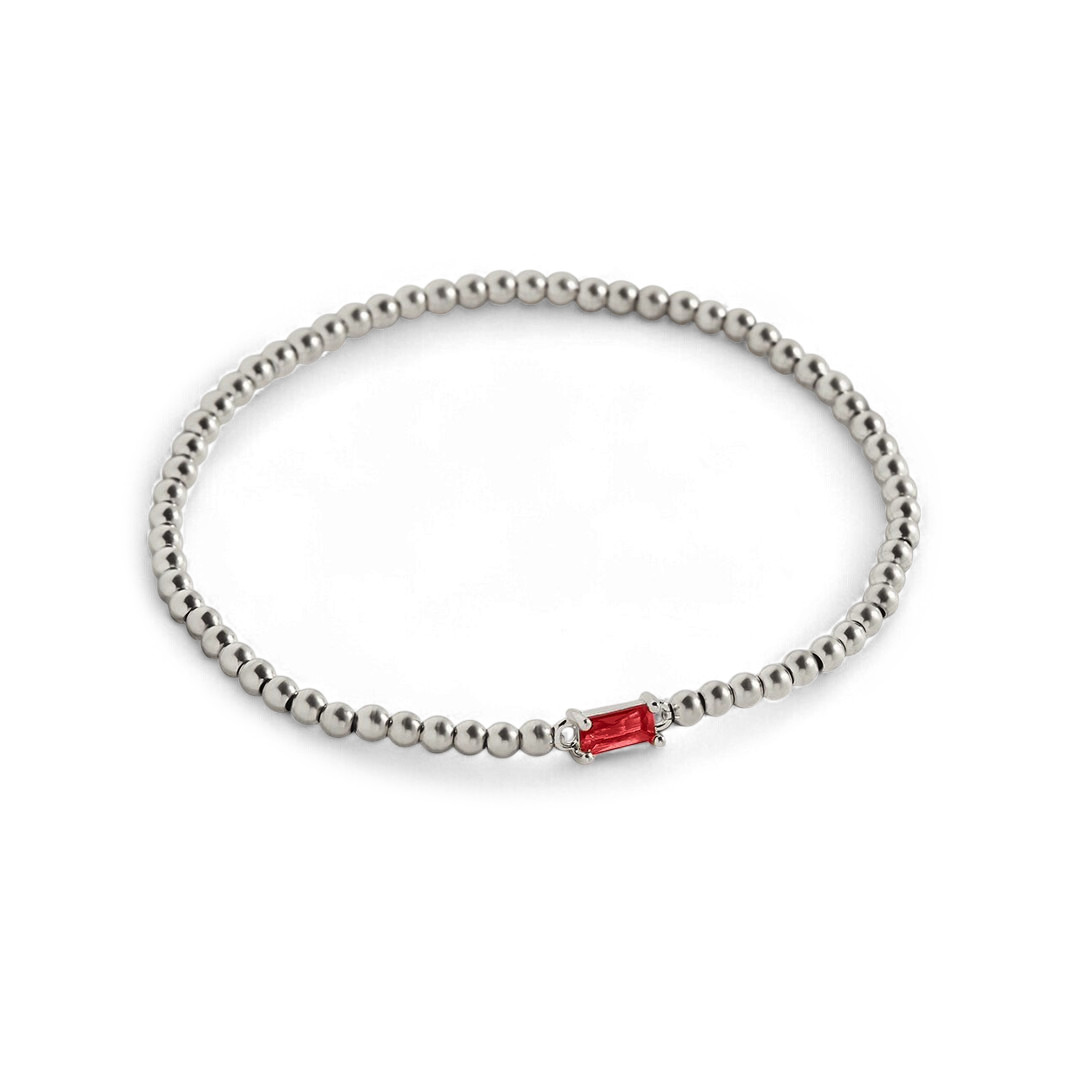 Sterling Silver Beaded Birthstone Bracelet in january-garnet by Seeyoura