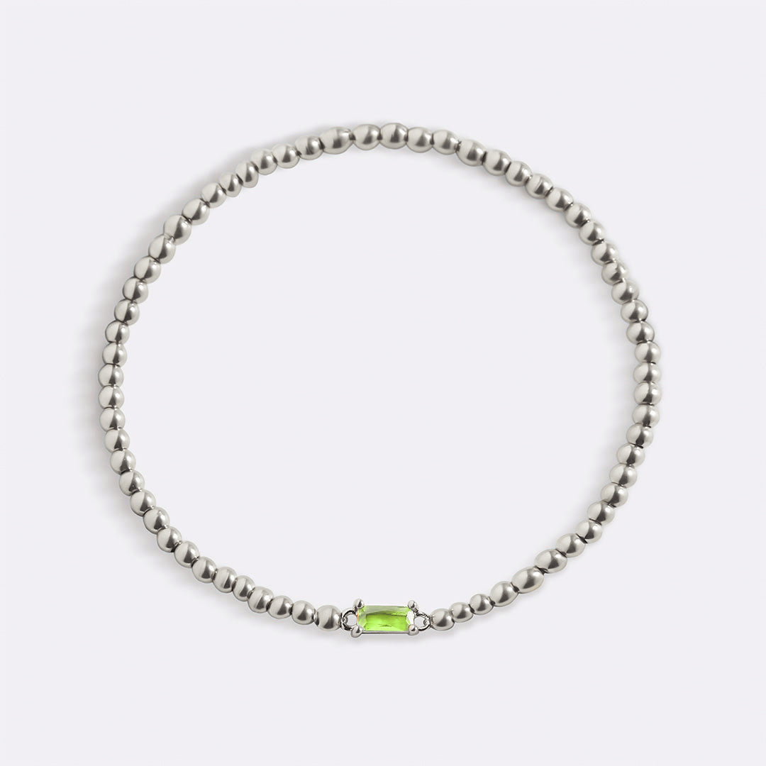 Sterling Silver Beaded Birthstone Bracelet in peridot-august by Seeyoura